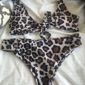 Animal print bikini two piece set leopard